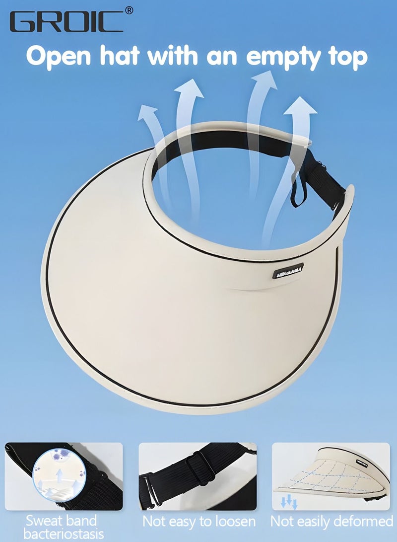 Sun Visor Hat for Women with Wide Brim UV Protection Wide Brim Golf Visor Cap Tennis Running Sunshade Hat,Outdoor Sports Accessories