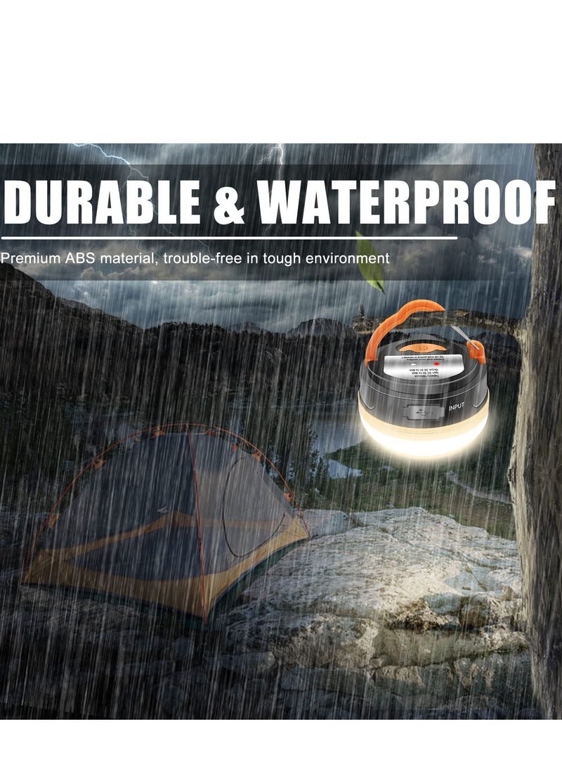 2 Packs LED Camping Lantern Rechargeable Portable Tent Light 300LM 3 Light Power Bank with Magnet Base Electric Lantern Flashlight for Camping Hiking