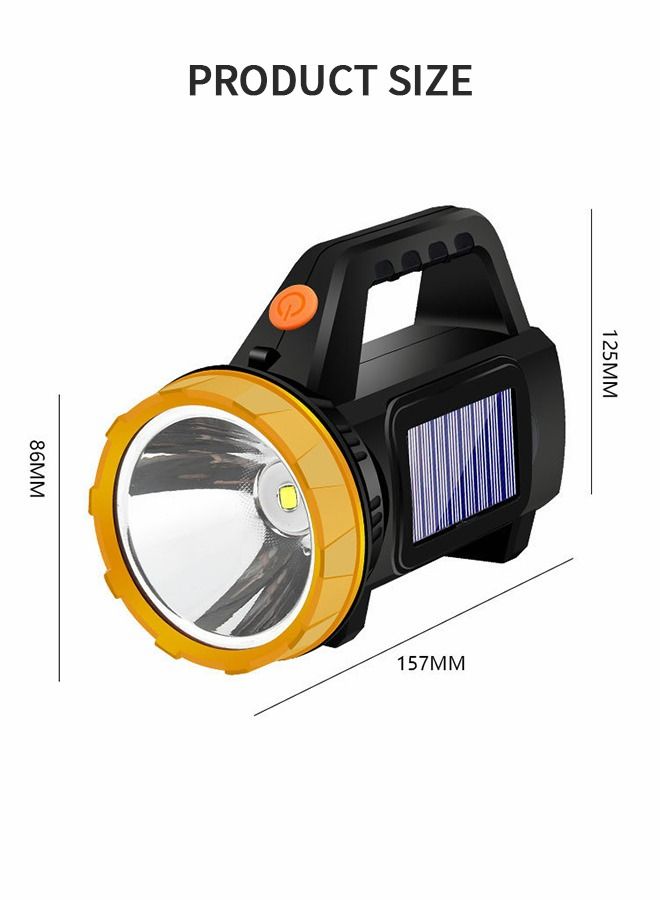 Solar Rechargeable Handheld Flashlight, Led Flashlight High Lumens Super Bright with Cob Light,  Portable Searchlight Waterproof 1500 Mah for Mining,Camping, Hiking, Fishing