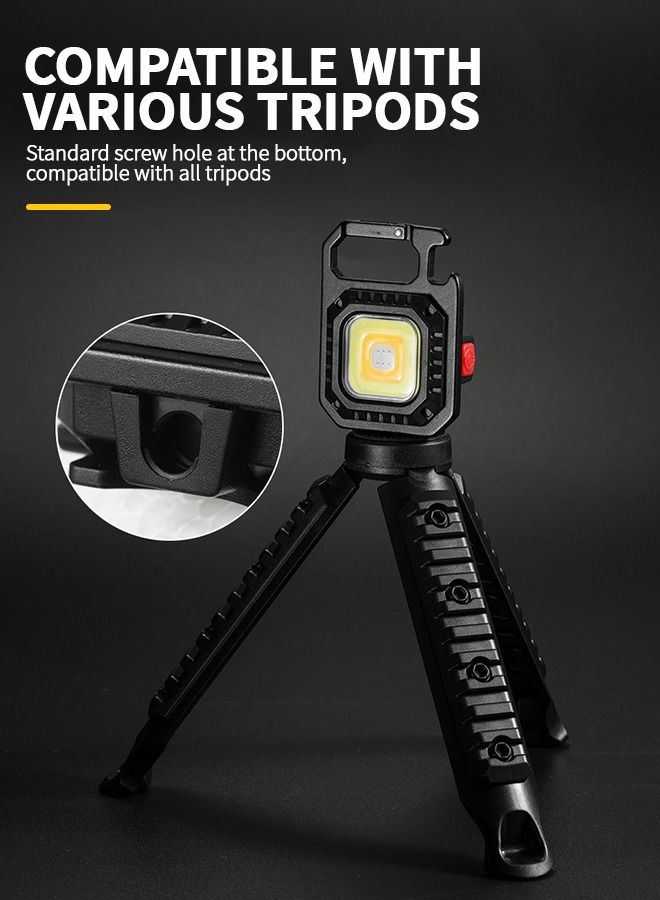 LED COB Flashlight, Keychain Light with Stand, 500 Lumen Rechargeable Keychain Flashlights, 7 Light Modes Portable Pocket Light with Folding Bracket Bottle Opener for Camping, Emergency, Fishing