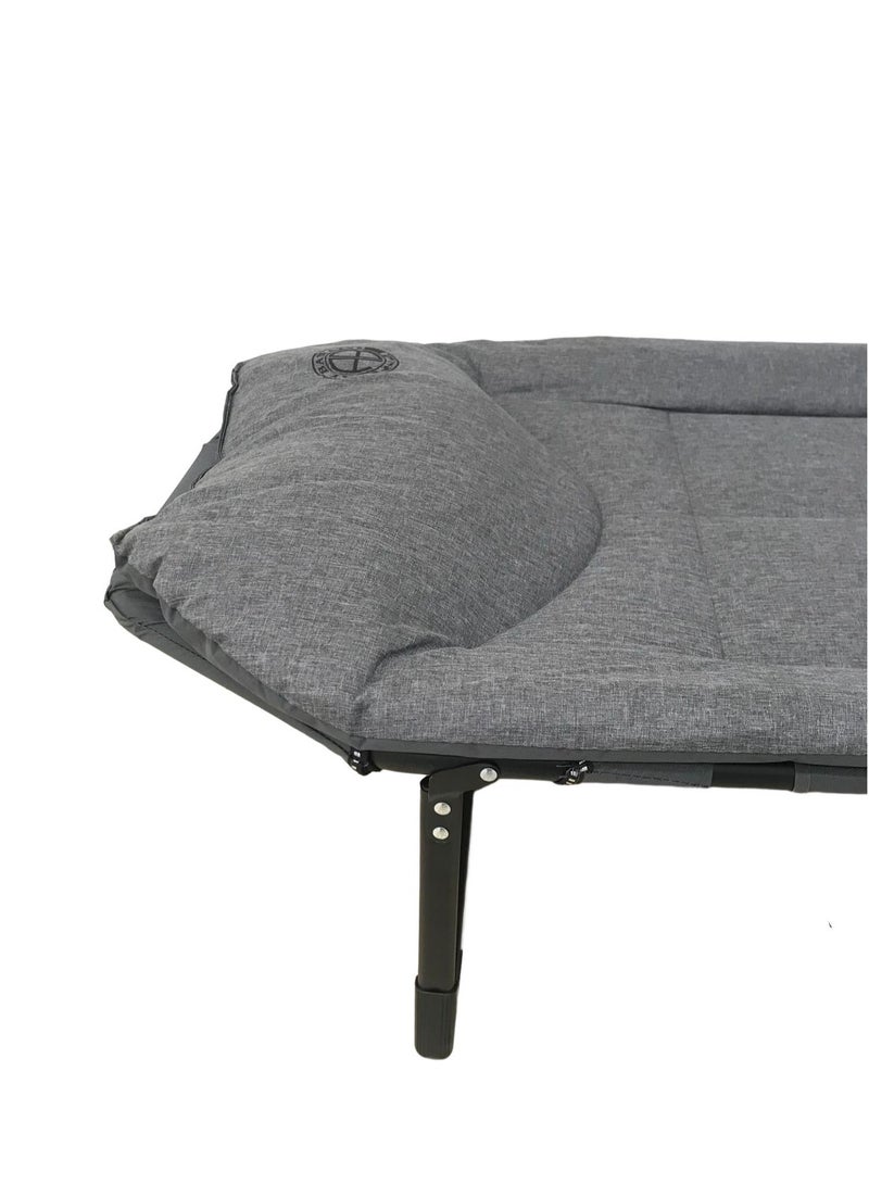 Folding Camping Bed Portable Sleep Bed with Pockets Comfort Chair Grey