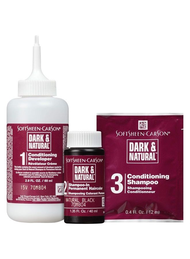 Dark & Natural Hair Color for Men 5 Minutes, Natural Looking Gray Coverage for Up To 6 Weeks, Shampoo-in Permanent Hair Dye, Jet Black, Ammonia Free, Natural Black, 2 Count