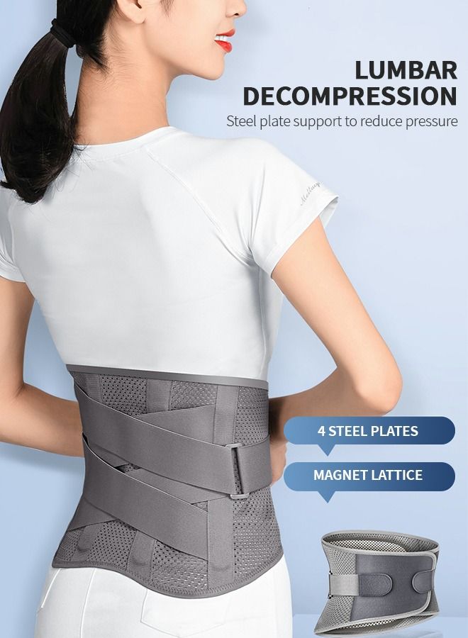 Self Heating Waist Protection,Back Braces for Lower Back Pain Relief with 4 Stays,Breathable Back Support Belt with 3 gaskets,Sports Protective Equipment