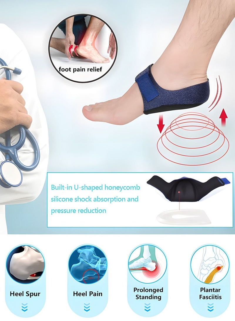 Heel Protectors, Heel Cups, Heel Sleeve, Support for Heel Pain, Plantar Fasciitis, Achilles Tendinitis,Adjustable Heel Pads for Heel Pain Relief,Sports Protection Parts