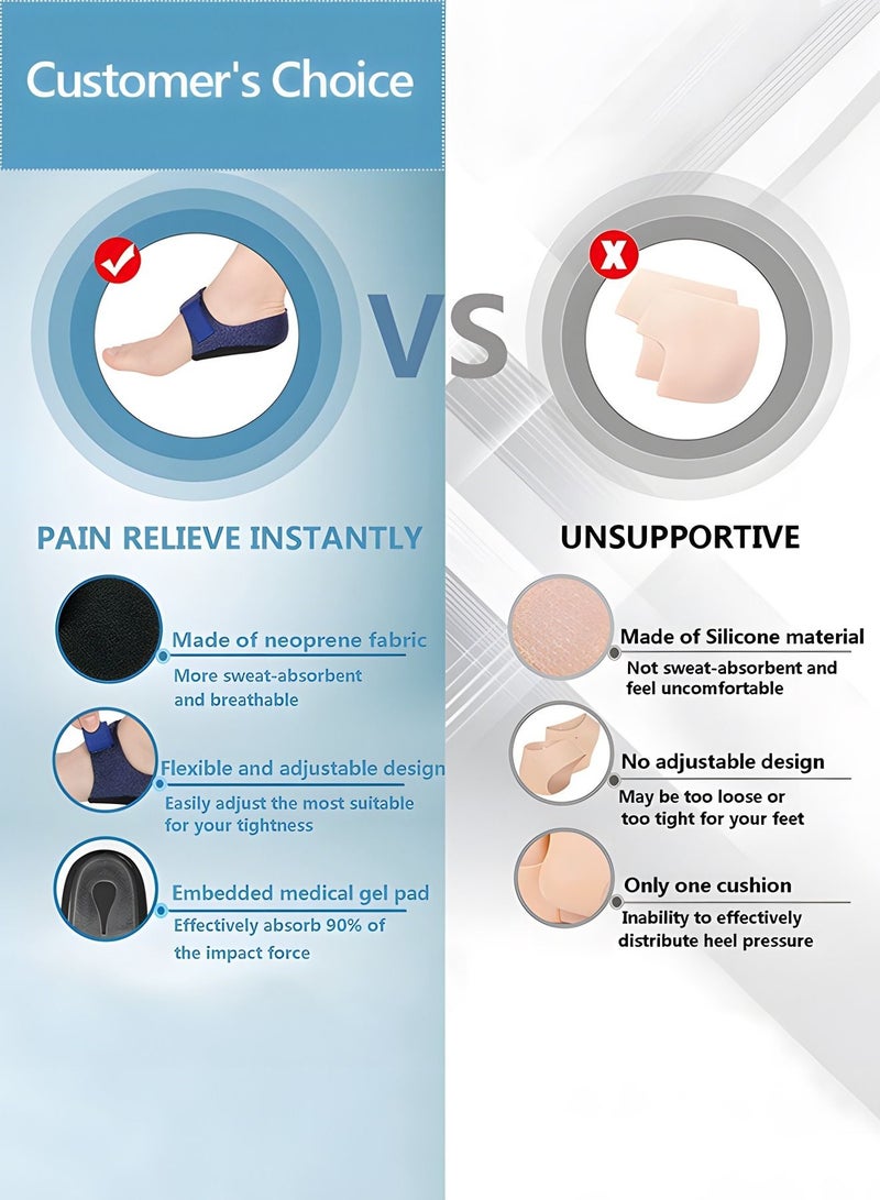Heel Protectors, Heel Cups, Heel Sleeve, Support for Heel Pain, Plantar Fasciitis, Achilles Tendinitis,Adjustable Heel Pads for Heel Pain Relief,Sports Protection Parts