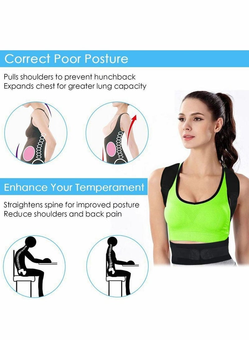 Posture Corrector Adjustable Magnetic Support For Neck Shoulder Upper And Lower Back- Black, Small