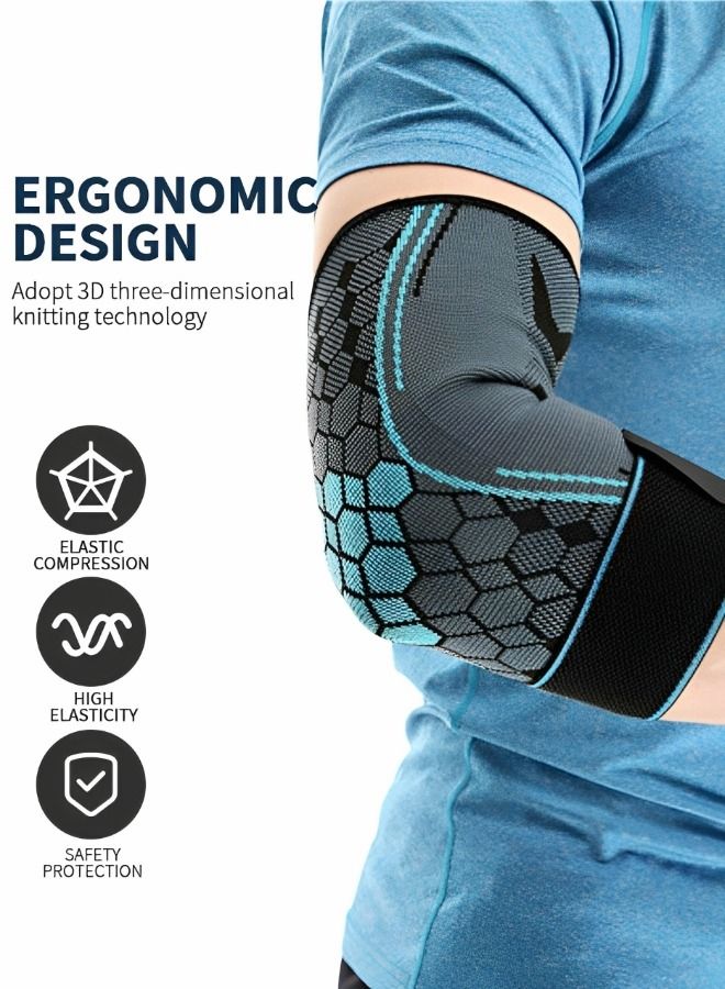 1 Pair Elbow Brace with Strap, Elbow Compression Sleeve, With Adjustable Strap for Weightlifting, Arthritis, Workouts, Reduce Joint Pain During Fitness Activity (Large)