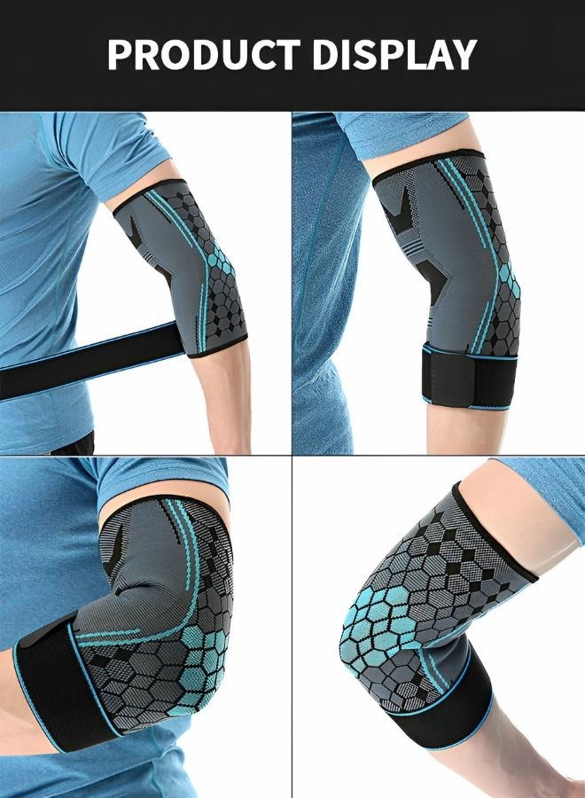 1 Pair Elbow Brace with Strap, Elbow Compression Sleeve, With Adjustable Strap for Weightlifting, Arthritis, Workouts, Reduce Joint Pain During Fitness Activity (Large)