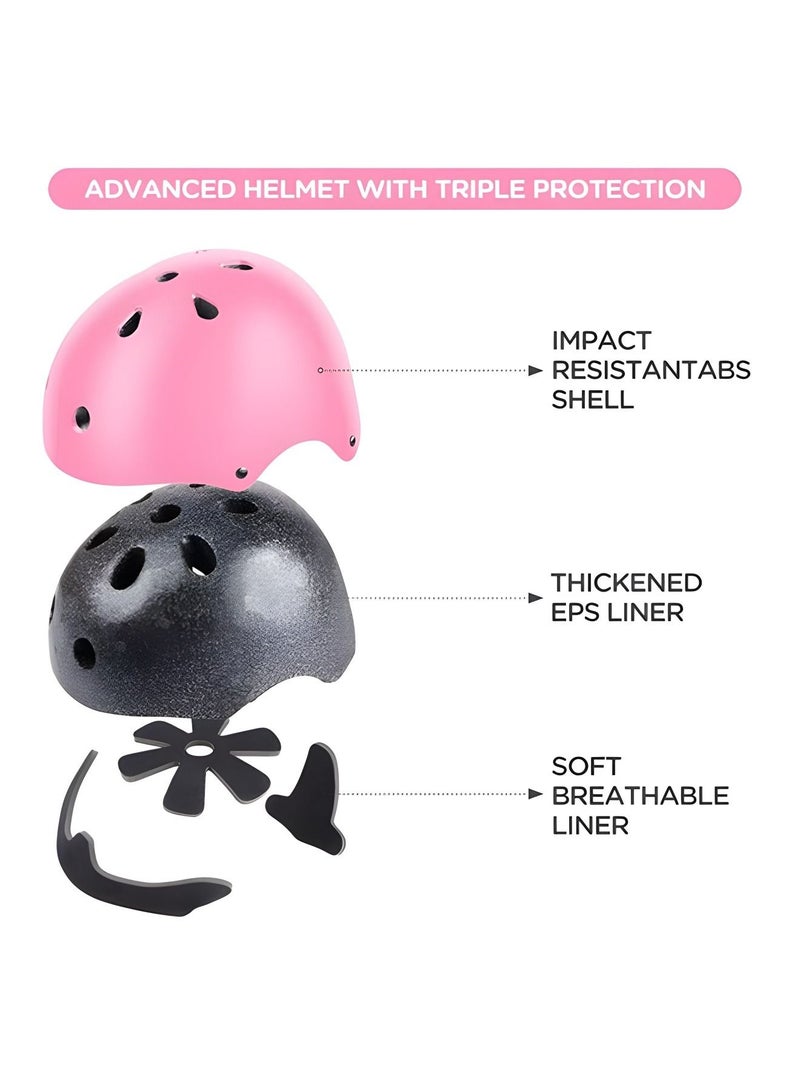 Kids Bike Helmet Set Skateboard Knee Pads - Kids Helmet Elbow Pads Wrist Guards Adjustable,Kids Protective Gear Set for Sport Cycling Bike Roller Skating Scooter