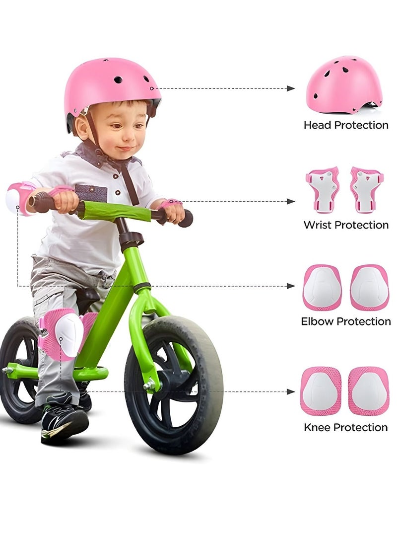 Kids Bike Helmet Set Skateboard Knee Pads - Kids Helmet Elbow Pads Wrist Guards Adjustable,Kids Protective Gear Set for Sport Cycling Bike Roller Skating Scooter