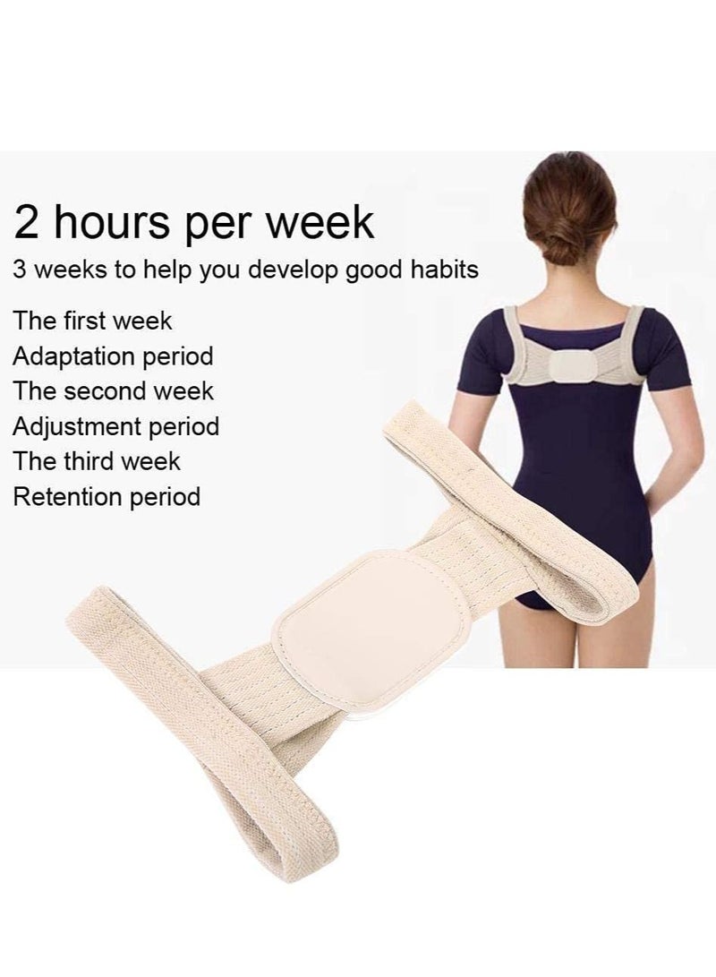 Posture Corrector, 2 Pcs Correction Belt Back Spine Support Adjustable Upper Brace for Clavicle and Providing Pain Relief Women Men, Breathable(L)