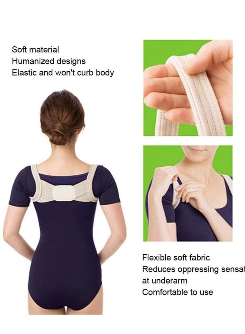 Posture Corrector, 2 Pcs Correction Belt Back Spine Support Adjustable Upper Brace for Clavicle and Providing Pain Relief Women Men, Breathable(L)