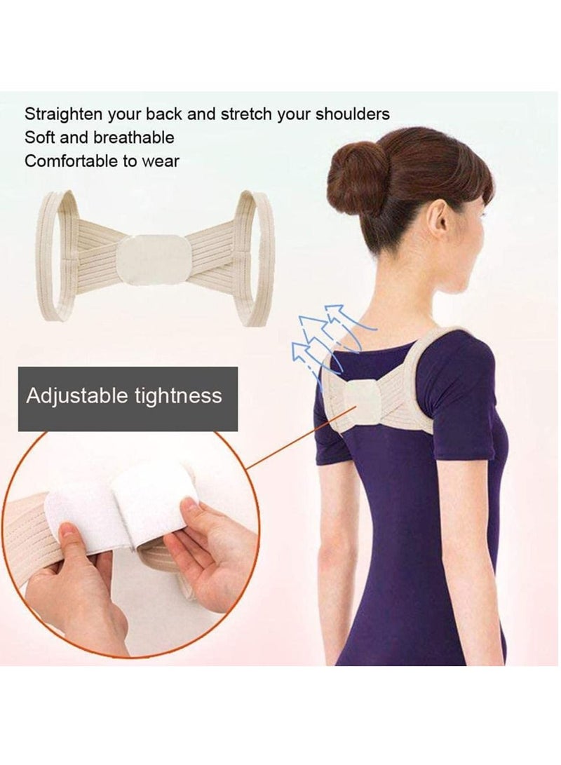 Posture Corrector, 2 Pcs Correction Belt Back Spine Support Adjustable Upper Brace for Clavicle and Providing Pain Relief Women Men, Breathable(L)