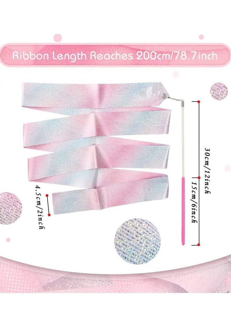 SYOSI Dance Ribbons Gymnastic Ribbon for Kids Dancing Streamers Rhythmic with a Twirling Rod Streamer Baton Art Dance Ribbons Rhythmic Baton Twirling Dancing Streamers 8PCS