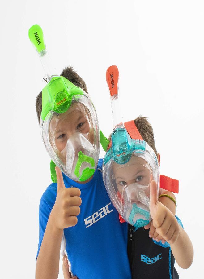 SEAC Magica Junior, Full Face Snorkeling Mask for Children 6+, Tested and Patented, Aquamarine