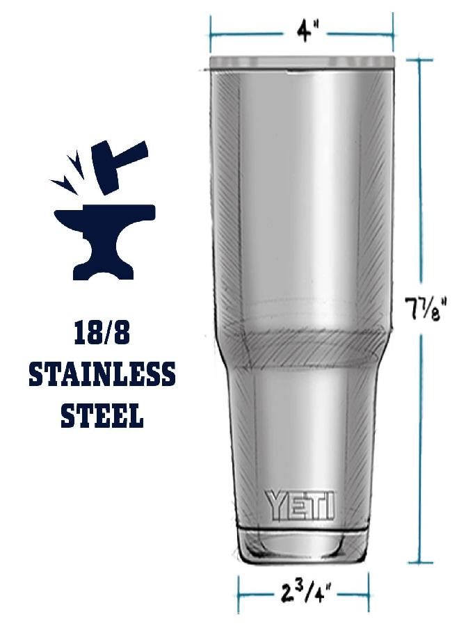 Rambler 30 Oz Tumbler, Stainless Steel, Vacuum Insulated With Magslider Lid, Nordic Purple