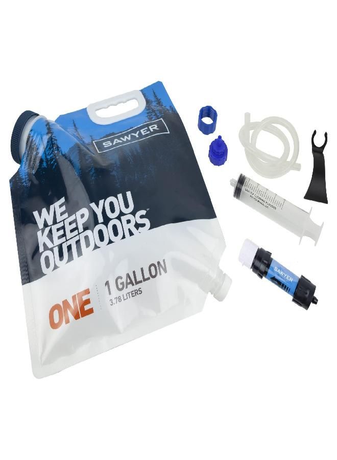 Products Sp160 One Gallon Gravity Water Filtration System W/Dual-Threaded Mini Filter, Blue/White/Clear