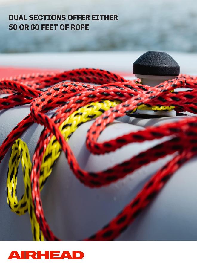 2 Section Tow Rope For 1-2 Rider Towable Tubes, 60-Feet
