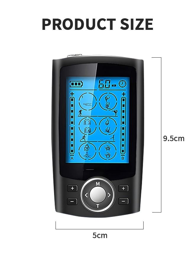 24 Modes Dual Channel Tens Unit Electro Muscle Stimulator Rechargeable Pulse Massager with Electrodes 10 Pads  20 Levels for Neck Back Arms Chronic Pain Relief Body Building