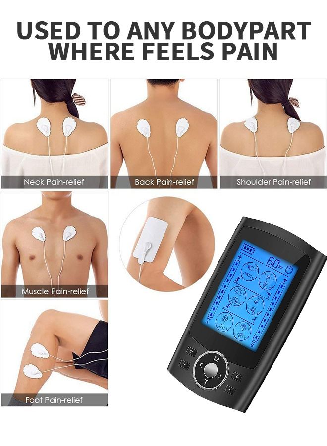 24 Modes Dual Channel Tens Unit Electro Muscle Stimulator Rechargeable Pulse Massager with Electrodes 10 Pads  20 Levels for Neck Back Arms Chronic Pain Relief Body Building