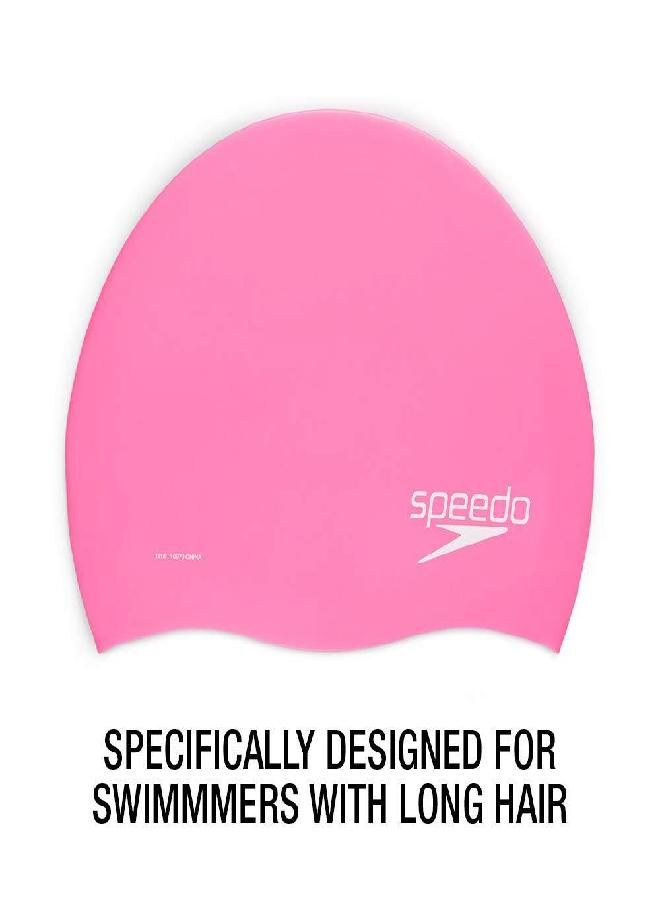 Unisex-Adult Swim Cap Silicone Long Hair , Pink