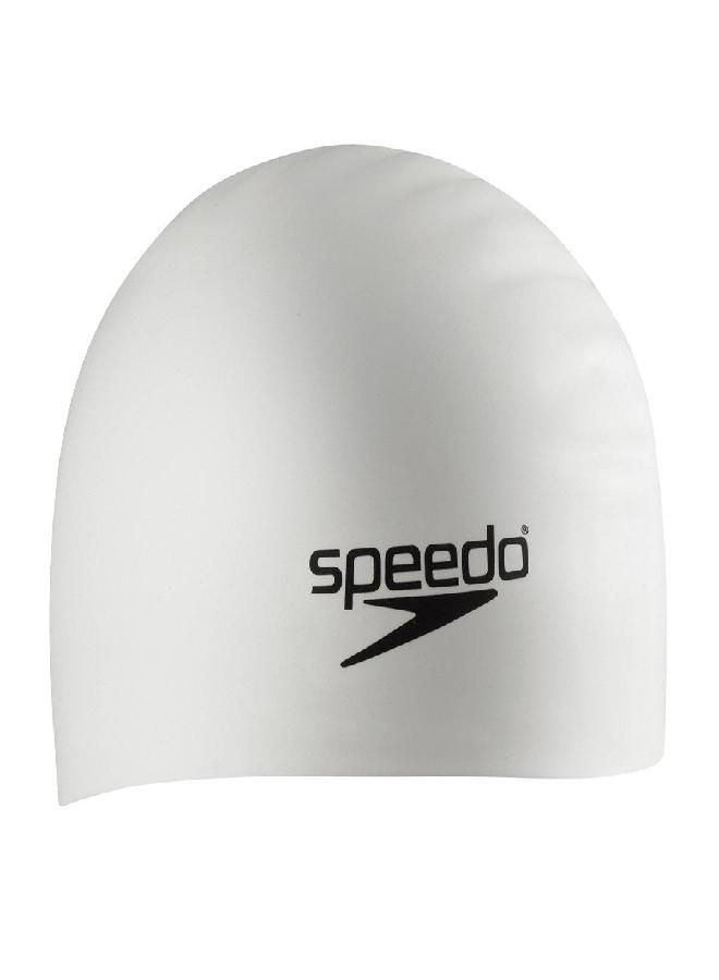 Unisex-Adult Swim Cap Silicone Long Hair White, One Size