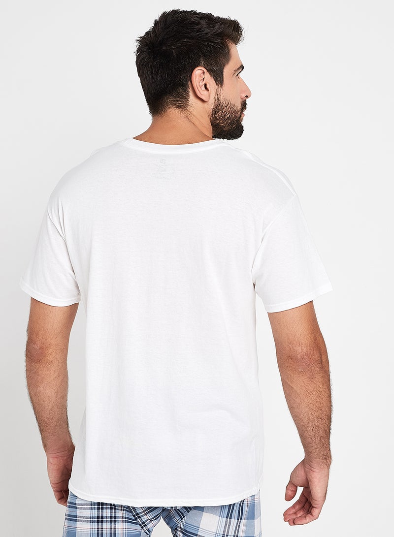 3-Piece Cotton Short Sleeves Undershirt White