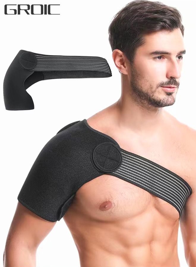 Adjustable Shoulder Brace, Shoulder Support and Compression Sleeve for Gym, Sports, Dislocated Shoulder, Injury Prevention， Pain Relief, Adjustable Fits Shoulder Brace Immobilizer Strap