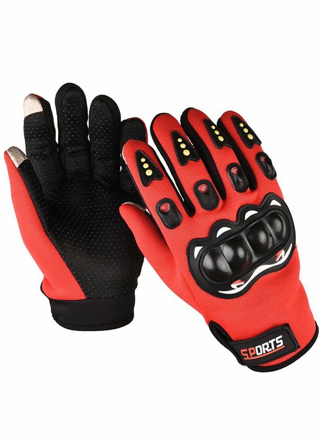 Ventilated Weight Lifting Gym Workout Full Finger Gloves with Wrist Wrap Support for Men & Women, Complete Palm Protection, for Weightlifting, Training, Fitness, Hanging, Pull Ups-Red