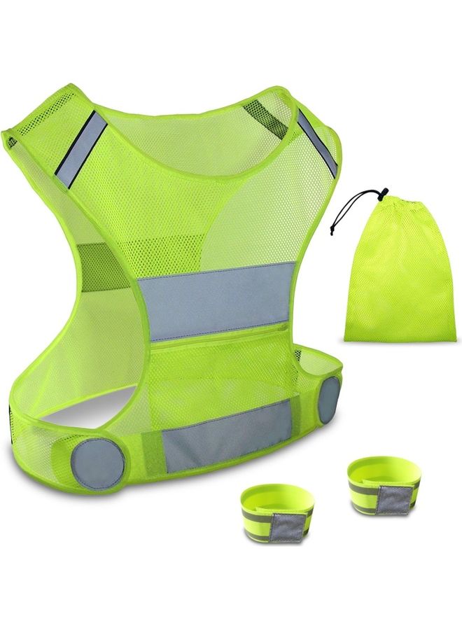 High Visibility Reflective Vest with Wrist Arm Band