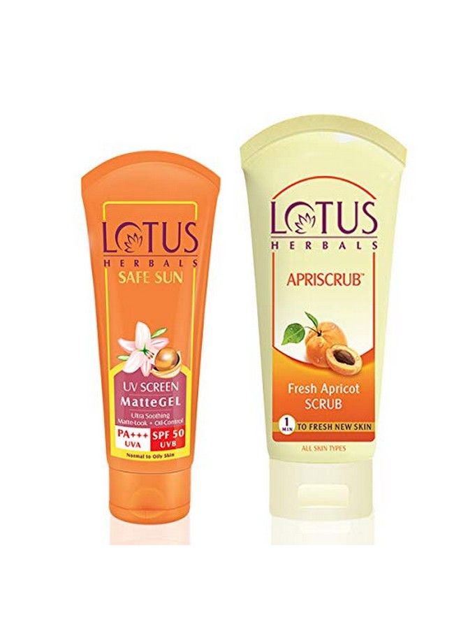 Safe Sun Uv Screen Matte Gel Pa+++ Spf50 50G With Apriscrub Fresh Apricot Scrub 60G