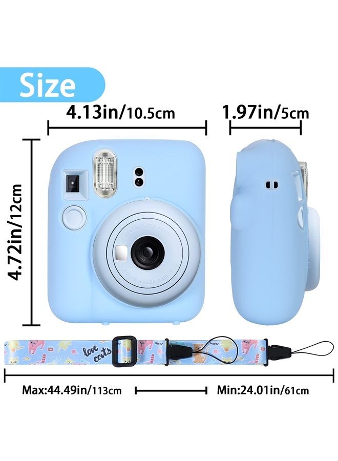 Silicon Protective Cover Suitable for Fujifilm Instax Mini 12 Camera with Shoulder Strap(Pastel Blue,Case Only)