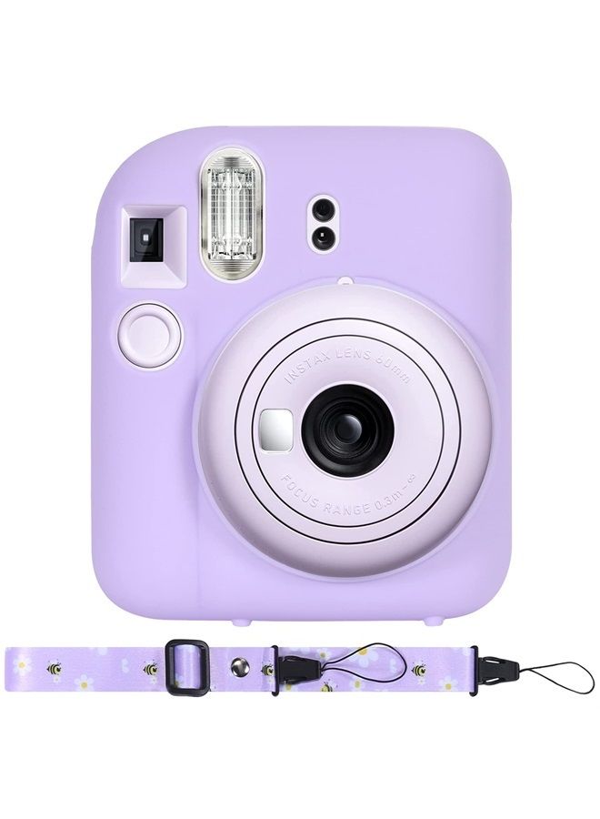 Silicon Protective Cover Suitable for Fujifilm Instax Mini 12 Camera with Shoulder Strap(Lilac Purple,Case Only)