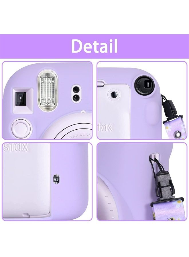 Silicon Protective Cover Suitable for Fujifilm Instax Mini 12 Camera with Shoulder Strap(Lilac Purple,Case Only)