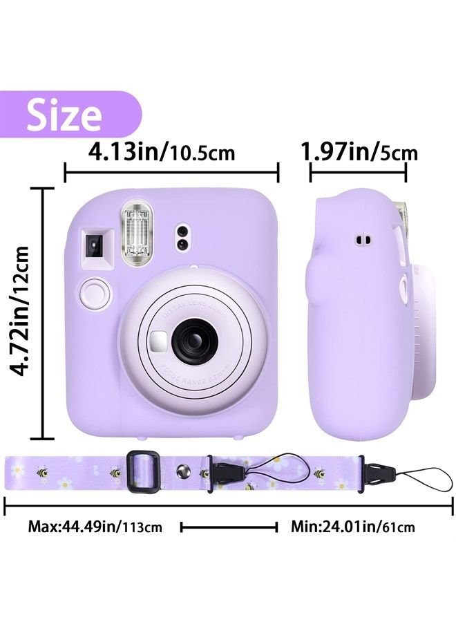 Silicon Protective Cover Suitable for Fujifilm Instax Mini 12 Camera with Shoulder Strap(Lilac Purple,Case Only)