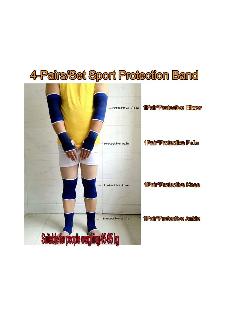 4-Pairs/Set Elastic Sport Protection Band,Fitness Gym Elasticated Bandage, Bandage for Protective Elbow,Knee,Ankle,Palm