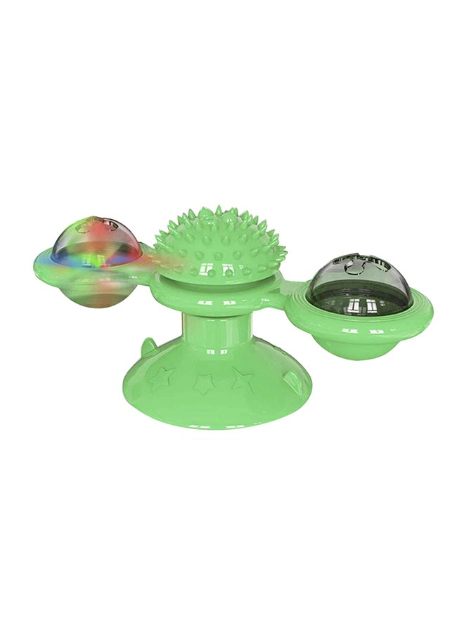 Interactive Cat Toys with Suction Cup, Windmill Cats Toy Soft Scratch Hair Brush Silicone Transparent Ball Washable Cat Grooming Shedding Massage for Pet Cats (Green) Green 15.8cm