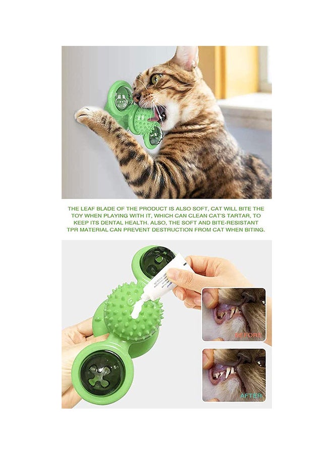 Interactive Cat Toys with Suction Cup, Windmill Cats Toy Soft Scratch Hair Brush Silicone Transparent Ball Washable Cat Grooming Shedding Massage for Pet Cats (Green) Green 15.8cm