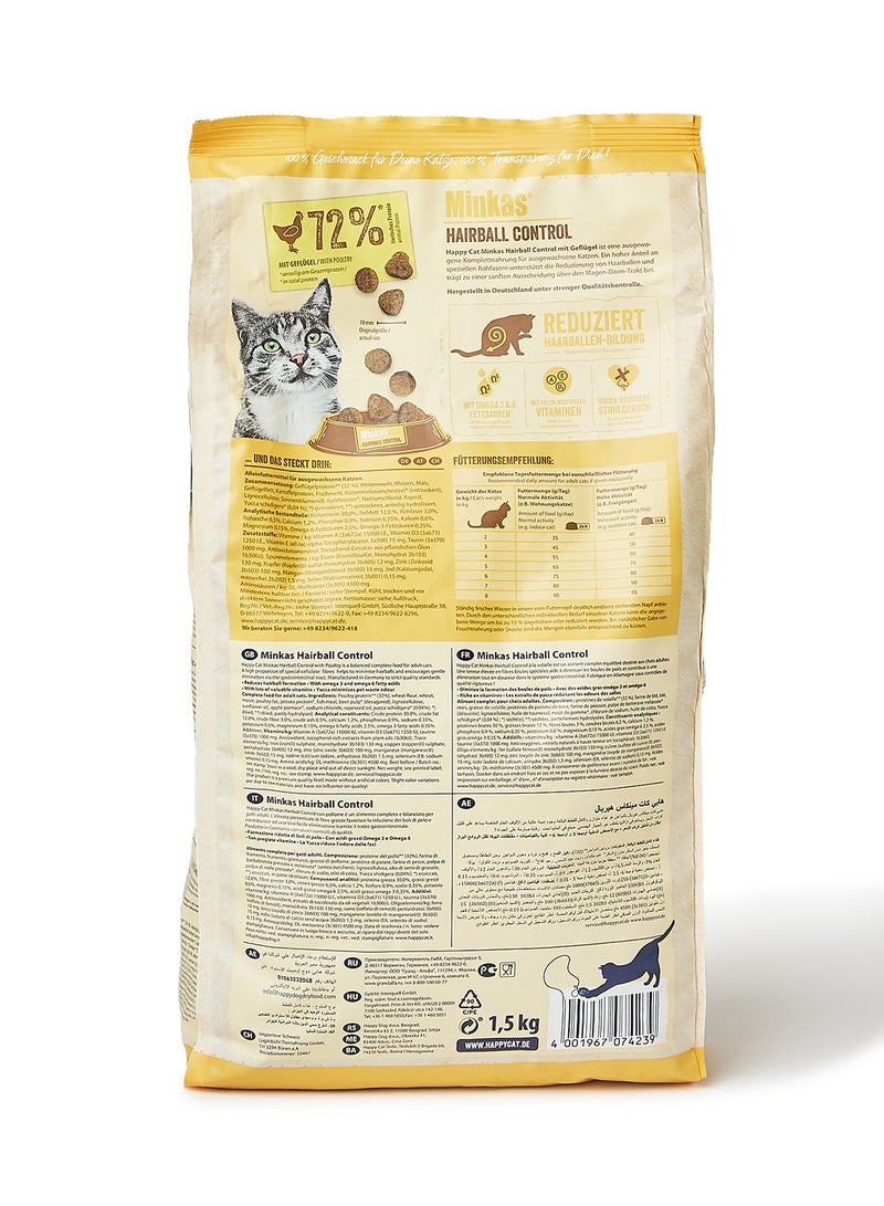 Minkas Hairball Control Cat Dry Food 1.5kg