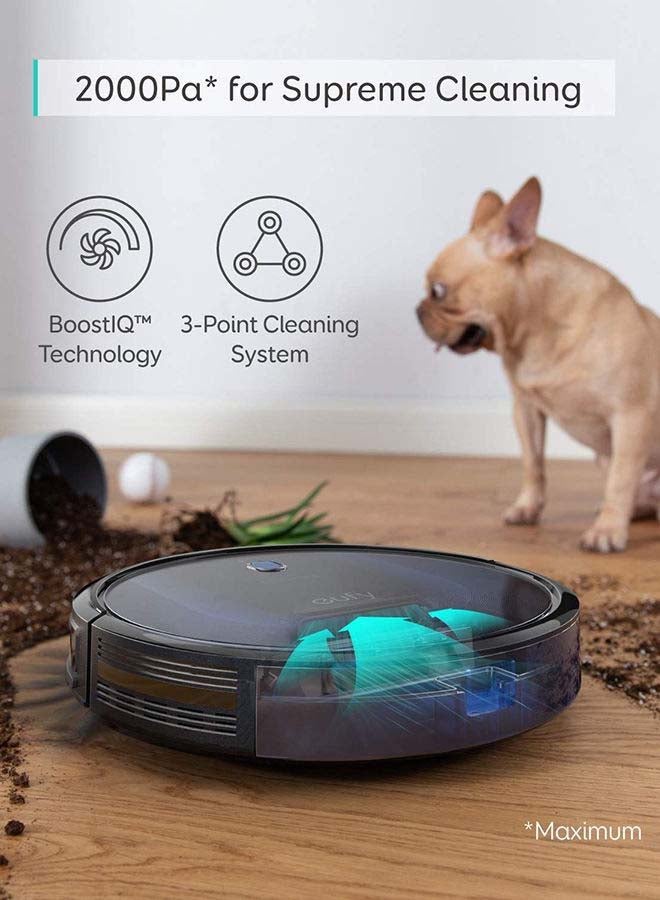 [BoostIQ] RoboVac 15C MAX, Wi-Fi Connected Robot Vacuum Cleaner, Super-Thin, 2000Pa Suction, Quiet, Self-Charging Robotic Vacuum Cleaner, Cleans Hard Floors to Medium-Pile Carpets 0.6 L 40 W T2128211 Black