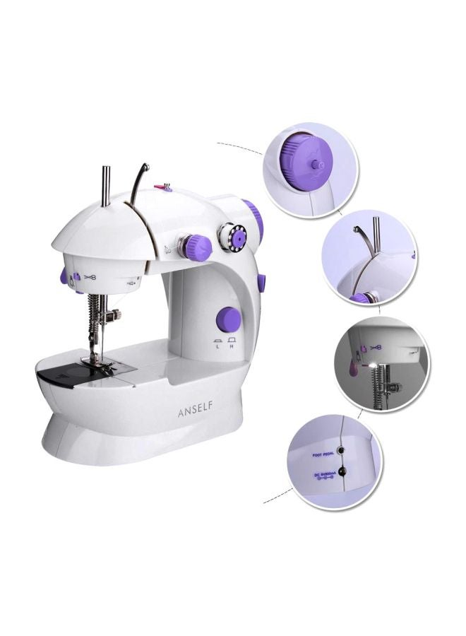 2-Speed Electric Sewing Machine With Light Foot Pedal H16669 White/Purple