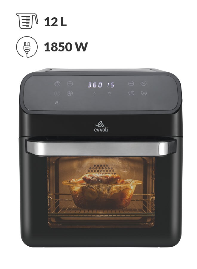 Air fryer 8 Preset Programs, Oven Multi-functions, Digital Control Panel Display 12 L 1850 W EVKA-AO1212B Black