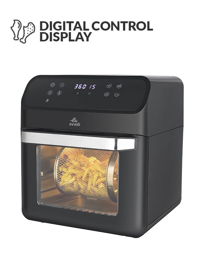 Air fryer 8 Preset Programs, Oven Multi-functions, Digital Control Panel Display 12 L 1850 W EVKA-AO1212B Black