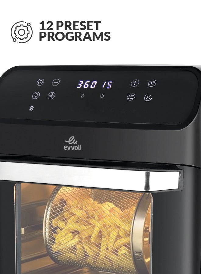 Air fryer 8 Preset Programs, Oven Multi-functions, Digital Control Panel Display 12 L 1850 W EVKA-AO1212B Black