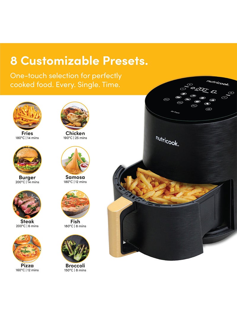 Air Fryer Mini, 1500 Watts, Digital Display, Tempered Glass Control Panel, 8 Preset Programs With Built-In Preheat Function 3.0 L 1500.0 W AF103 Black