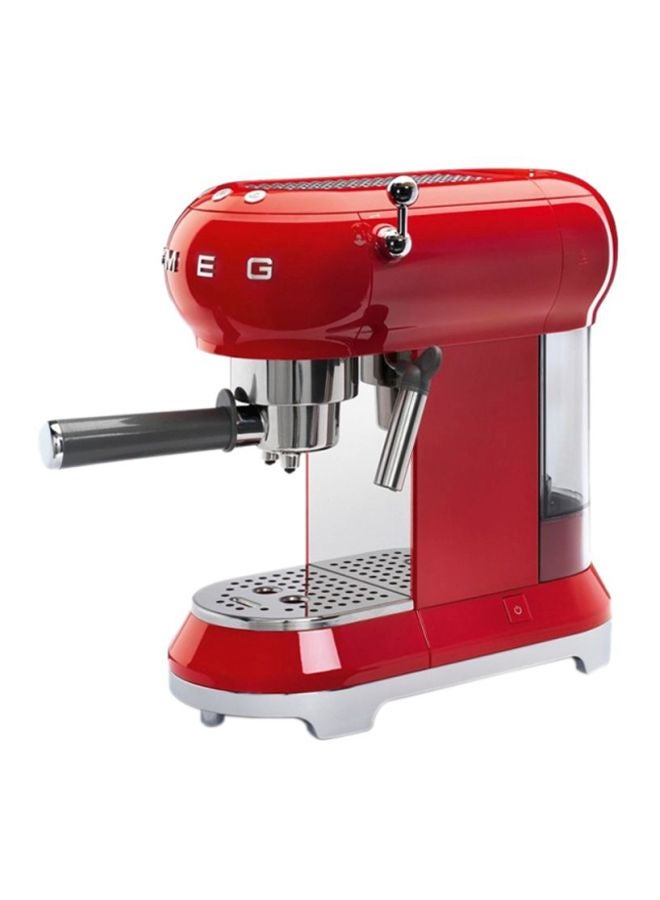 50's Retro Style Aesthetic Espresso Coffee Machine 1L 1350W 1 L 1300 W ECF01RDUK/AU Red/Silver