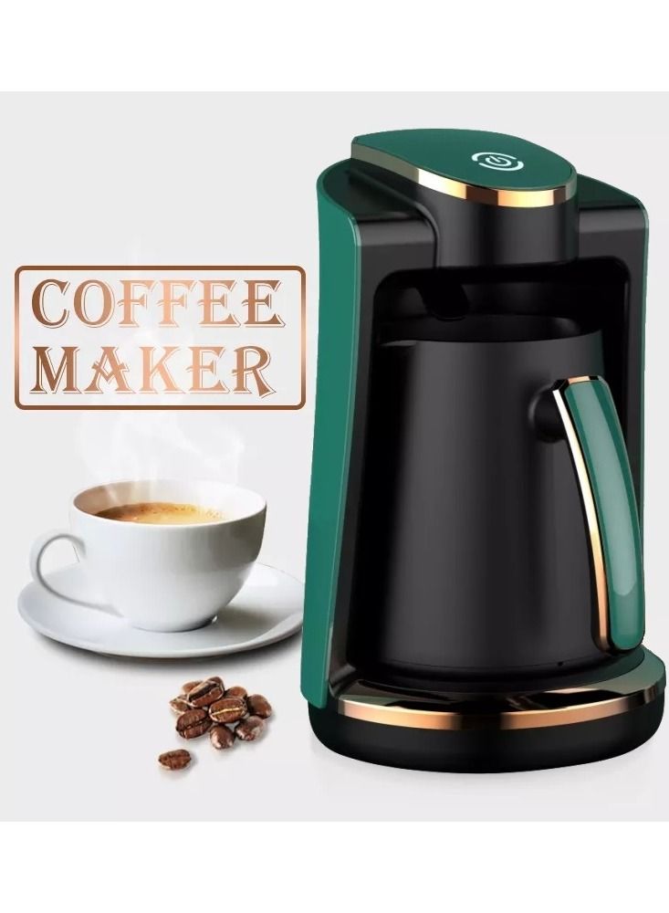 Automatic Turkish Coffee Maker Portable Machine | 4 Cups Capacity (240ml) | Easy Electric Coffee Maker For Office Home & Cafe (Green, Single)