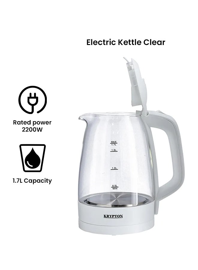 Electric Glass Kettle,360-Degree Rotational Base 1.7 L 2200.0 W KNK5276 Clear