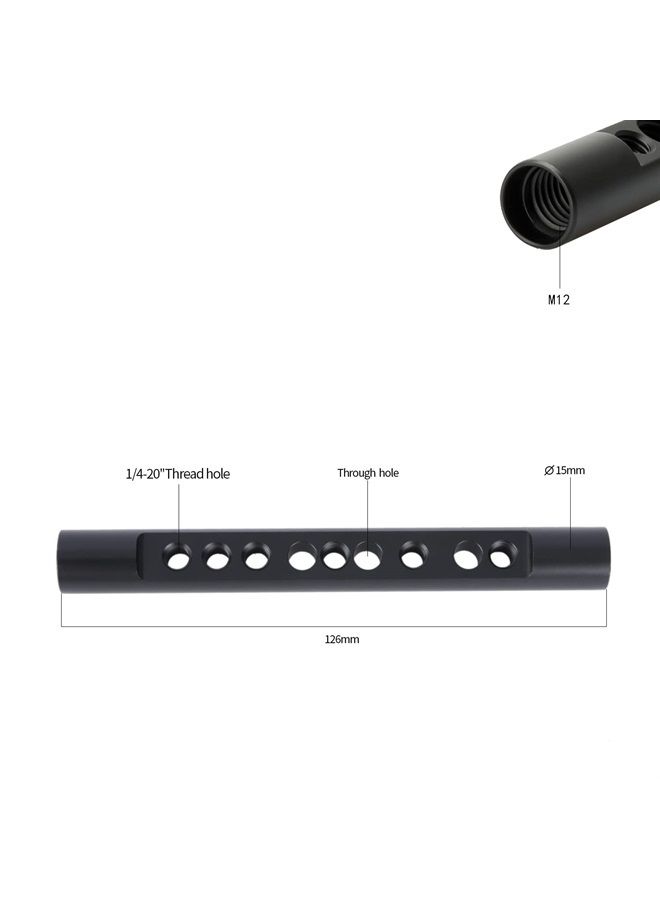 5 Inch 15mm Rod Aluminum Alloy Cheese Rod with 1/4 3/8 Locating Holes Applicable for DSLR 15mm Rod Rail System - 544