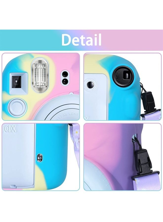 Silicon Protective Cover Suitable for Fujifilm Instax Mini 12 Camera with Shoulder Strap(Colorful,Case Only)